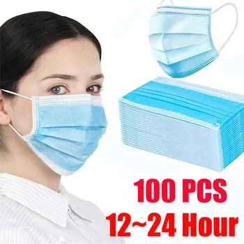 

Lowest Price! 100pcs Face Mouth Anti dust Mask Disposable Protect 3 Layers Filter Dustproof 12-24 hours Shipping Towayer
