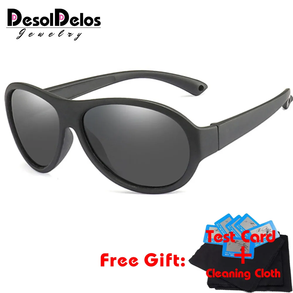 R02 black gray DD Детские поляризованные солнцезащитные очки детские Овальные Солнцезащитные очки для девочек и мальчиков силиконовые UV400 Детские зеркальные очки Gafas TR90 - Цвет линз: R02 black gray