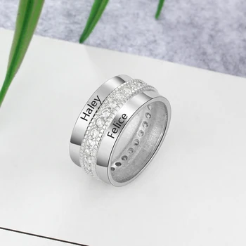 

Personalized Engagement Wedding Ring Engraved Name Ring Female Finger Ring Custom Jewelry Anniversary Gift for for Women Men