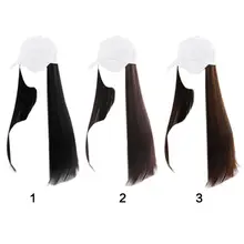 Женская девушка парик шляпа, бейсбольная кепка с синтетическими волосами Удлинение Длинные прямые парики PXPB