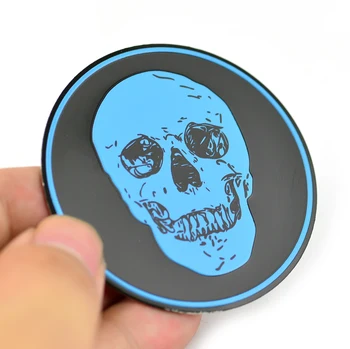 

4pcs 59mm Skull Wheel Center Cap Stickers Car Hubcaps Emblem Badge Sticker Blue