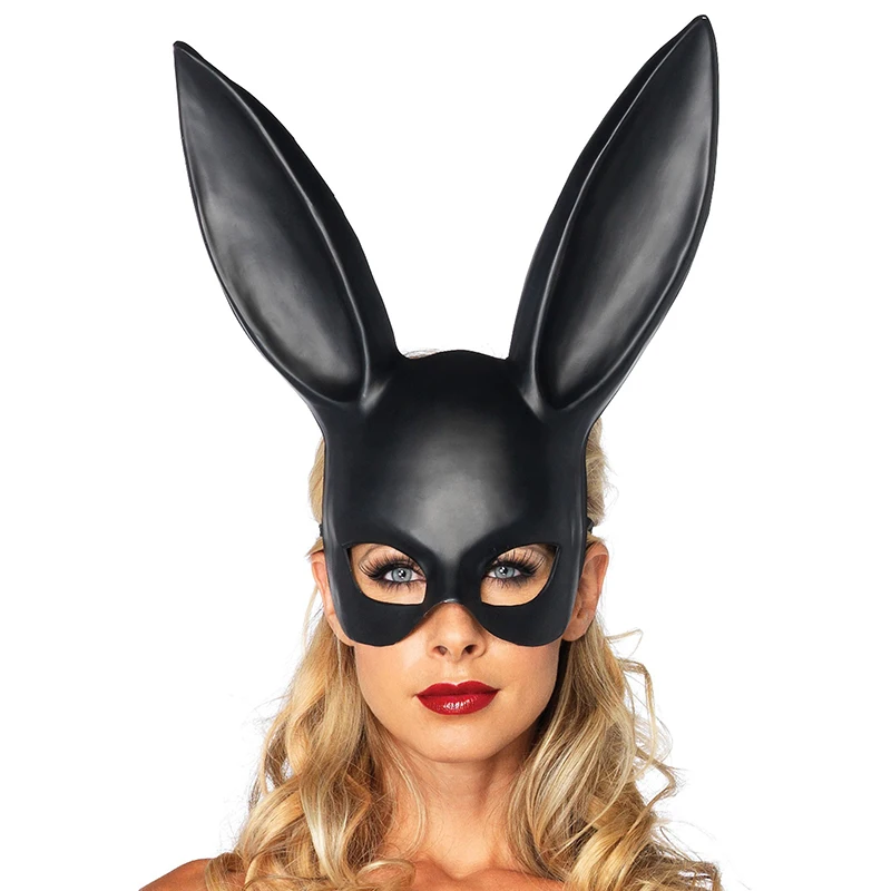 Black White Shiny Wet Look Mask Bunny Rabbit Long Ears Bandage Cute Sexy Women Party Christmas Masquerade Cosplay Costume Props |
