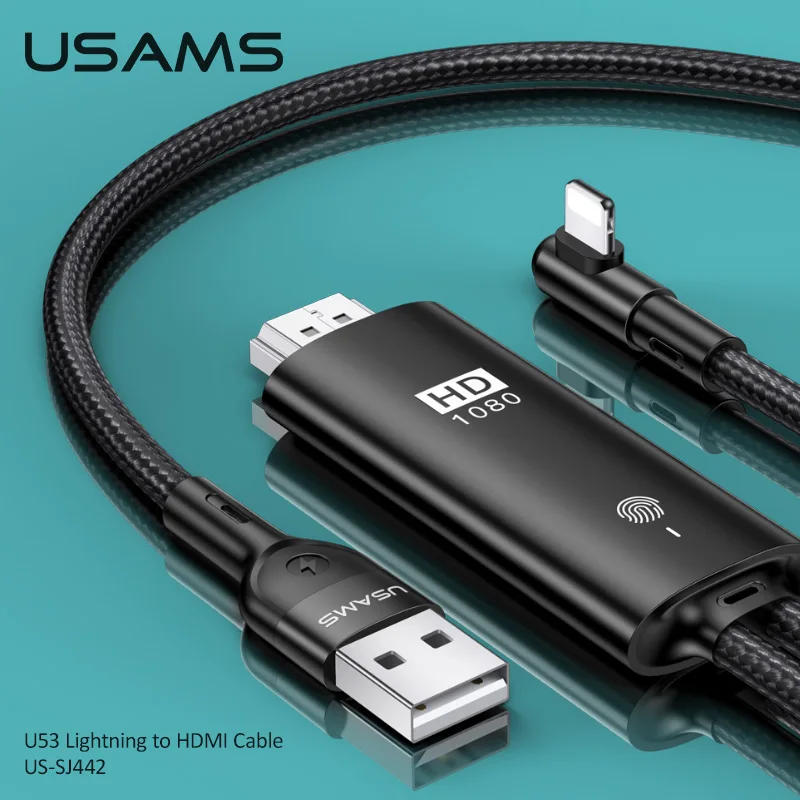USAMS Lightning to HDMI Converter USB HDMI HD 4K Cable for iPhone 12