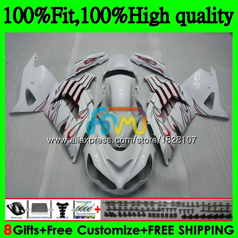 Инъекции для KAWASAKI ZX 14R ZZR1400 ZX-14R 21BS. 23 ZX14R Красный Пламя 06 07 08 09 10 11 2006 2007 2008 2009 2010 2011 обтекатель