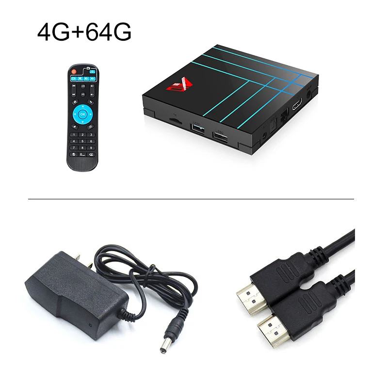 Android 9 9,0 Смарт ТВ приставка 4K RK3318 четырехъядерный пятиядерный Mali-450 RKMC медиаплеер 4G 64G - Цвет: 4G 64G