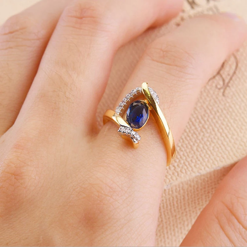 Tisonliz кольца с синим кристаллом Циркон Обручальное кольцо кольца для женщин золото серебро обещание Праздничная бижутерия с кольцами подарки