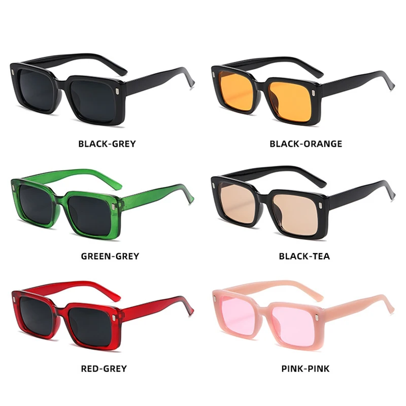 Retro Classic Yellow Square Sunglasses Women Retro Rivet  display picture 3