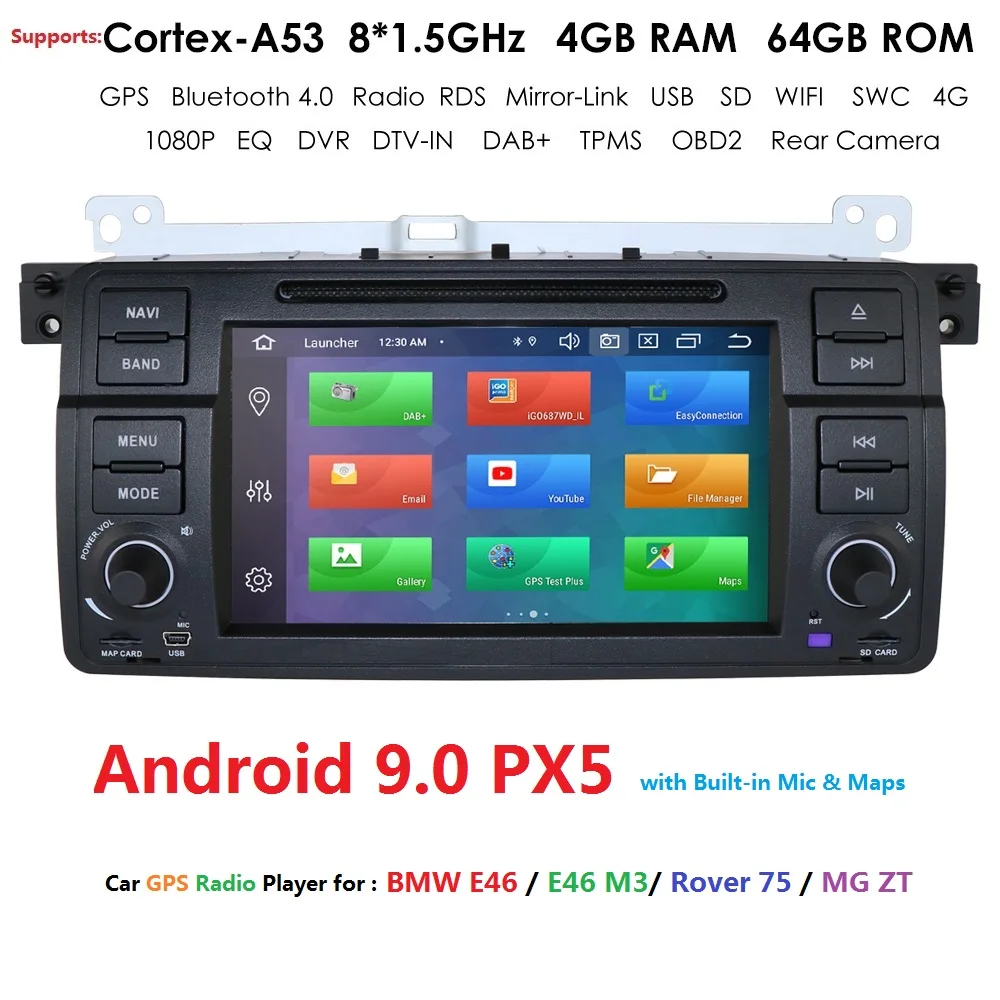 Sale Octa Core DSP IPS 4GRAM 64GROM Android 9.0 Car Multimedia Player For BMW E46 M3 Rover 75 MG ZT Radio Audio Stereo GPS Navigation 1