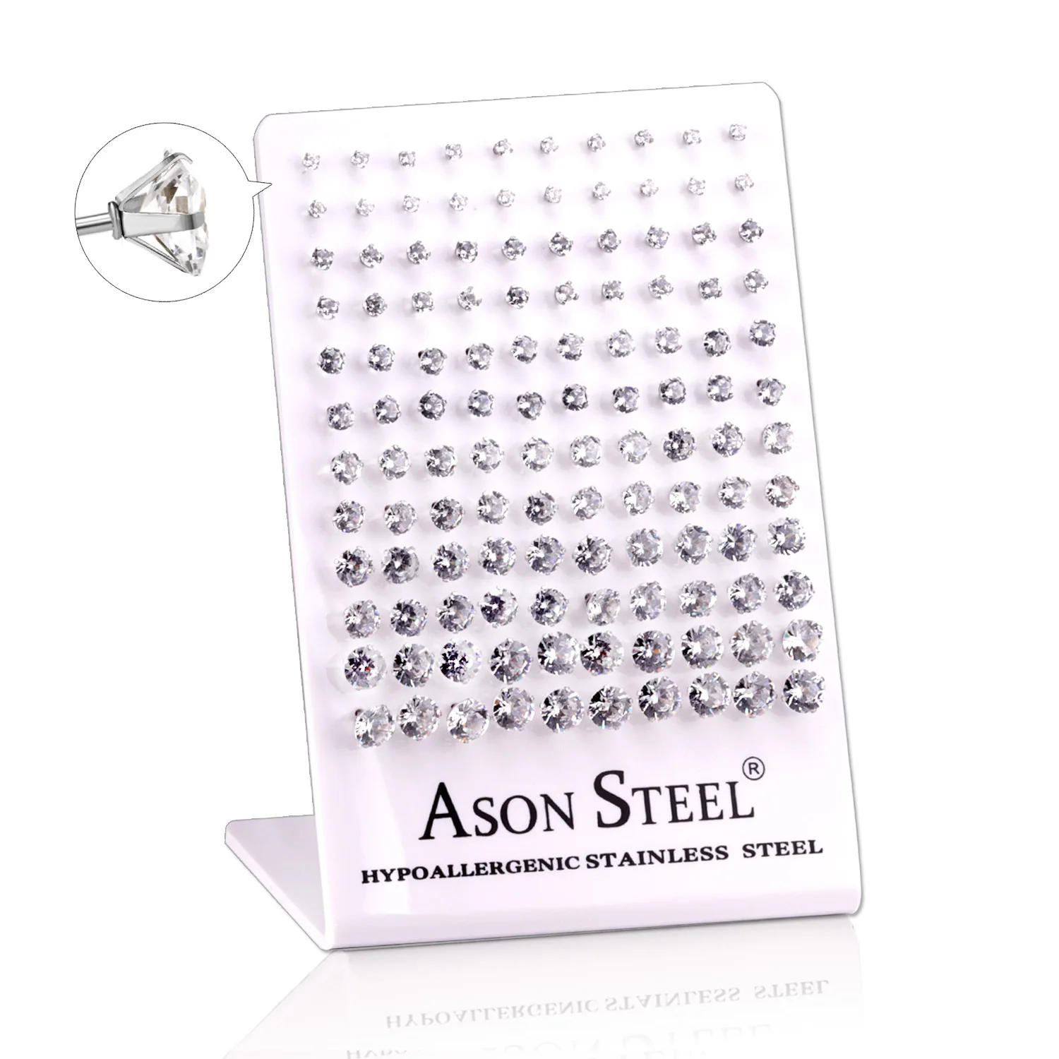 LUXUKISSKIDS 4 Claw AAA Shiny Clearly White Round CZ 60pairs Stud Earrings Set Stainless Steel Brincos Wholesale Jewelry In Bulk 6