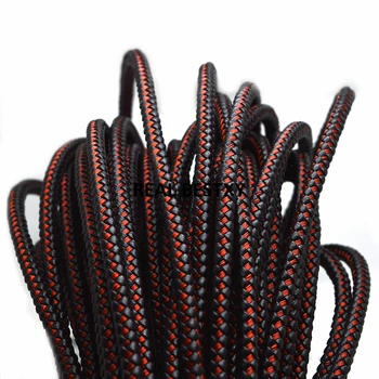 

2m/lot approx: 6*5.5mm Red Black Braided Leather Cord Findings Bracelets Accessories Leather Rope For DIY Bracelet Jewelry Make