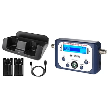 

Digital Displaying Satellite Finder SF-95DR Meter TV Signal Finder with 2Pcs 2800MAh Batteries and Charging Cord -Black