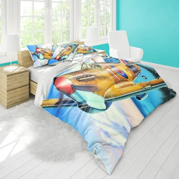 

Double bed duvet cover 229x229cm bedding airplane pattern pillowcase three-piece set supports DIY pattern large
