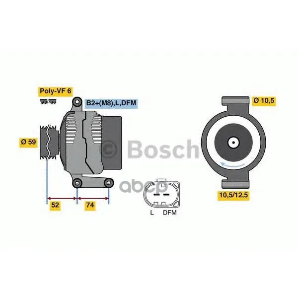 Генератор Citroen Jumper, Peugeot Boxer 2.2 Hdi 06- 95,150a Bosch арт. 0125711059