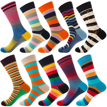 

Autumn Happy Socks Stripe Male Socks Woman Tide Socks Colour Street Personality In Socks hip hop hombre erkek corap winter socks