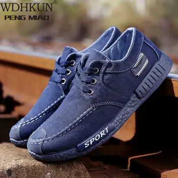 

Men's Vulcanize Shoes High Quality Denim Canvas Breathable Men's Shoes Casual Outdoor Walking Men Shoes Sneakers Chaussure Homme