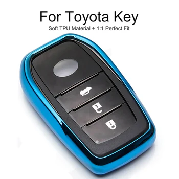 

TPU Car Key Cover Case For Toyota Rav4 Aygo Fortuner Avensis T27 Camry Prado Corolla Key Protection Case Key Ring chain Styling