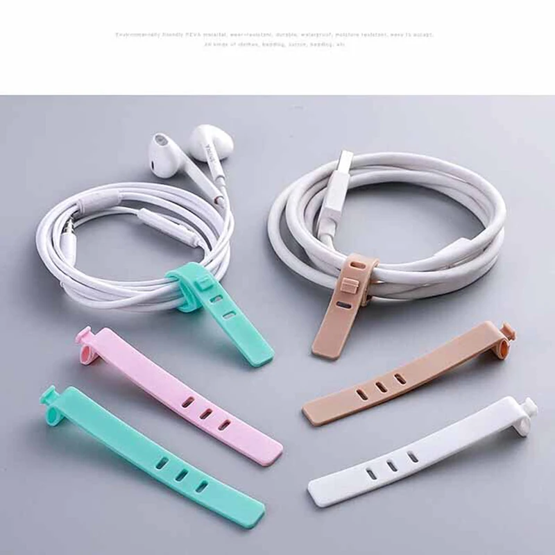 4Pcs Silicone Cable Organizer USB Data Wrap Cord Winder Wire Protector Holder Office Stationary Desk Set Accessories Supplies