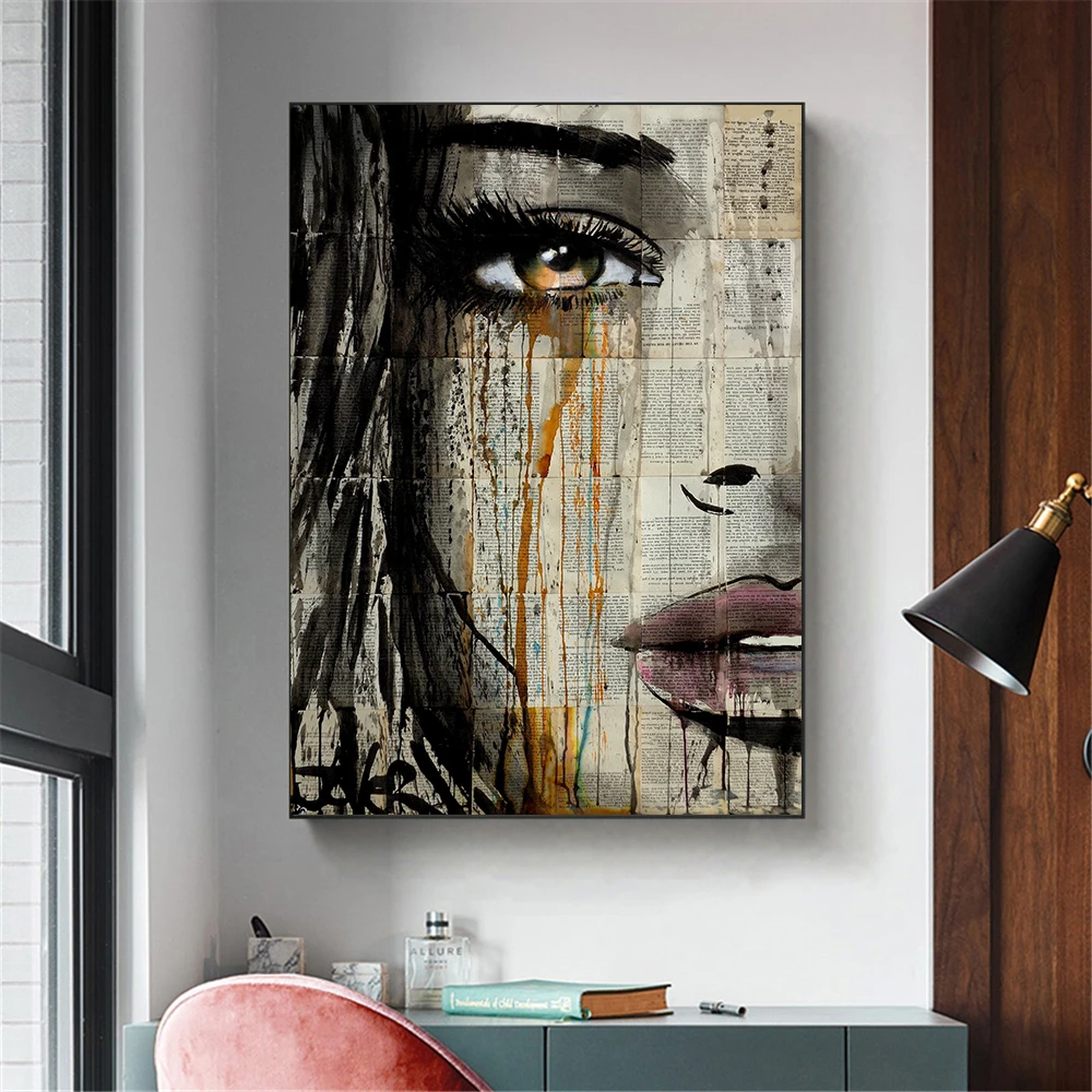 Graffiti Woman Face Canvas Painting Figure Printed Poster and Prints Wall Pictures For Woman Face Living Room Home Decorations