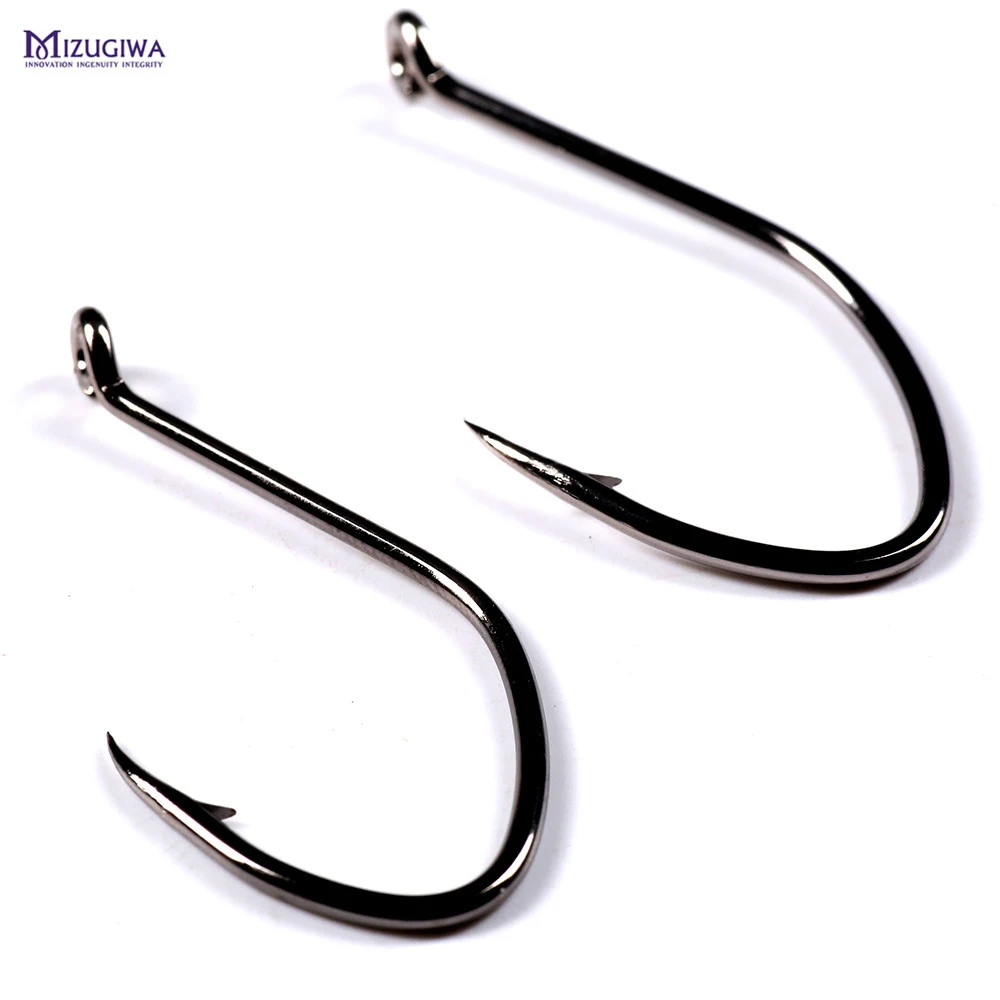

25 pcs MIZUGIWA Super Catfish Hook 1/0 2/0 Fishing Hook Heavy Gauge Black Nickel Fishing Sharp Hook Tackle Fishhook Pesca