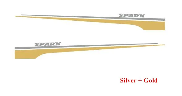 1 комплект гоночных спортивных полос для Chevrolet Spark 2011-19 авто дверь боковая юбка Декор наклейки автостайлинг кузова виниловые наклейки - Название цвета: Silver-Gold