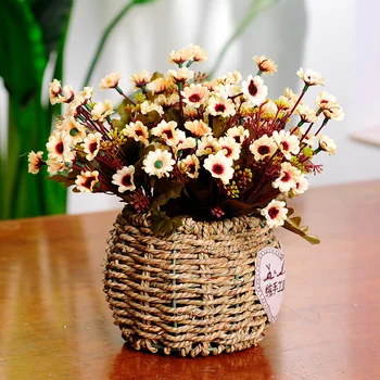 

Pastoral Style Floral Flower Basket Home Living Room Decoration Decoration Tabletop Coffee Table Simulation Fake Flowers Vase