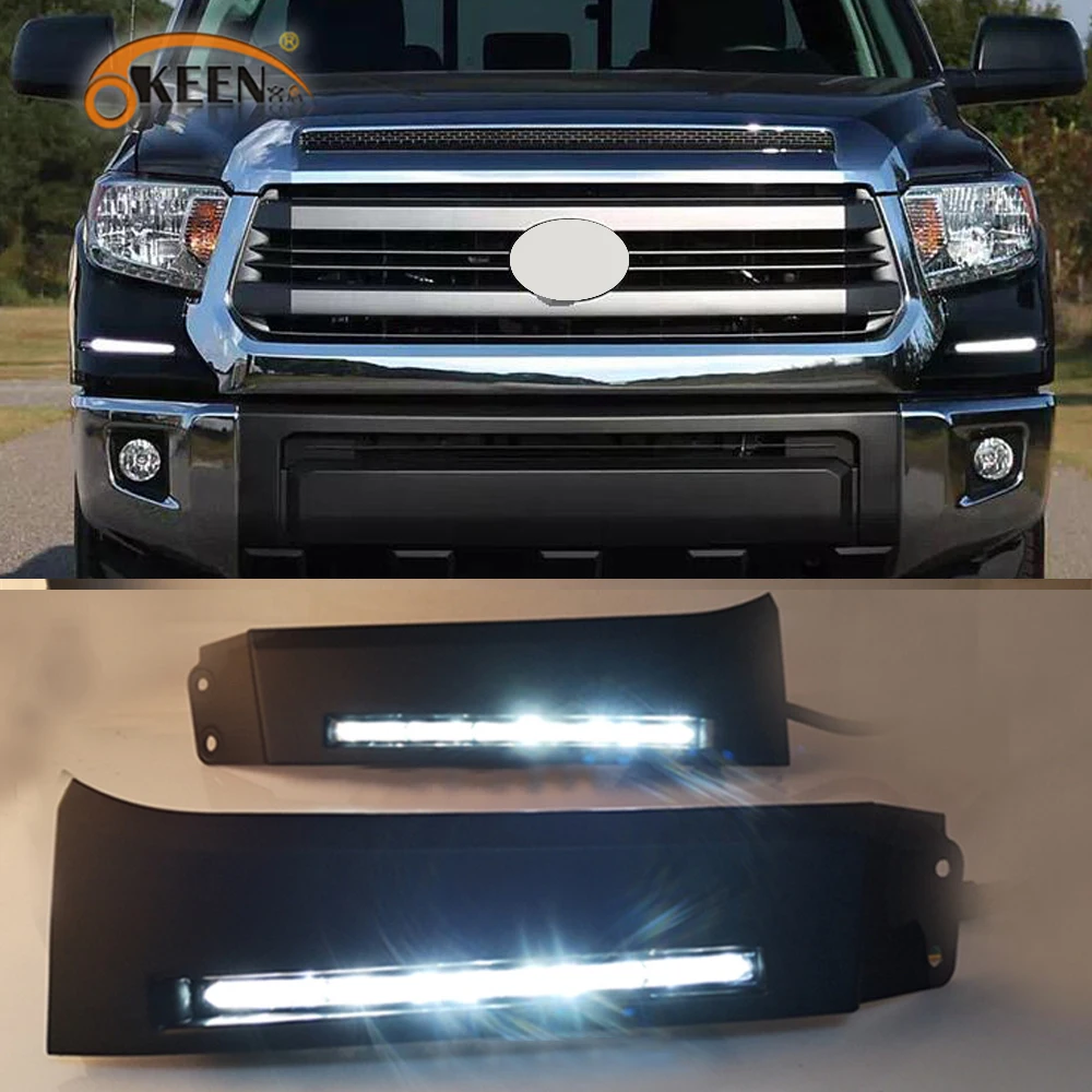 

OKEEN 1set 12V Car LED DRL Daytime Running Light for Toyota Tundra Sequoia 2007 2008 2009 2010 2011 2012 2013 Front Fog Lamp