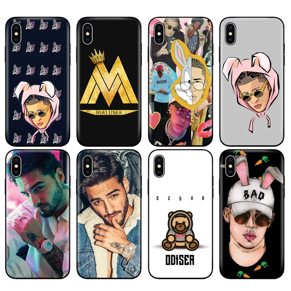 Черный чехол из ТПУ для iphone 5 6 6s 7 8 plus x 10 XR XS MAX силиконовый Bad Bunny Maluma Ozuna хип-хоп