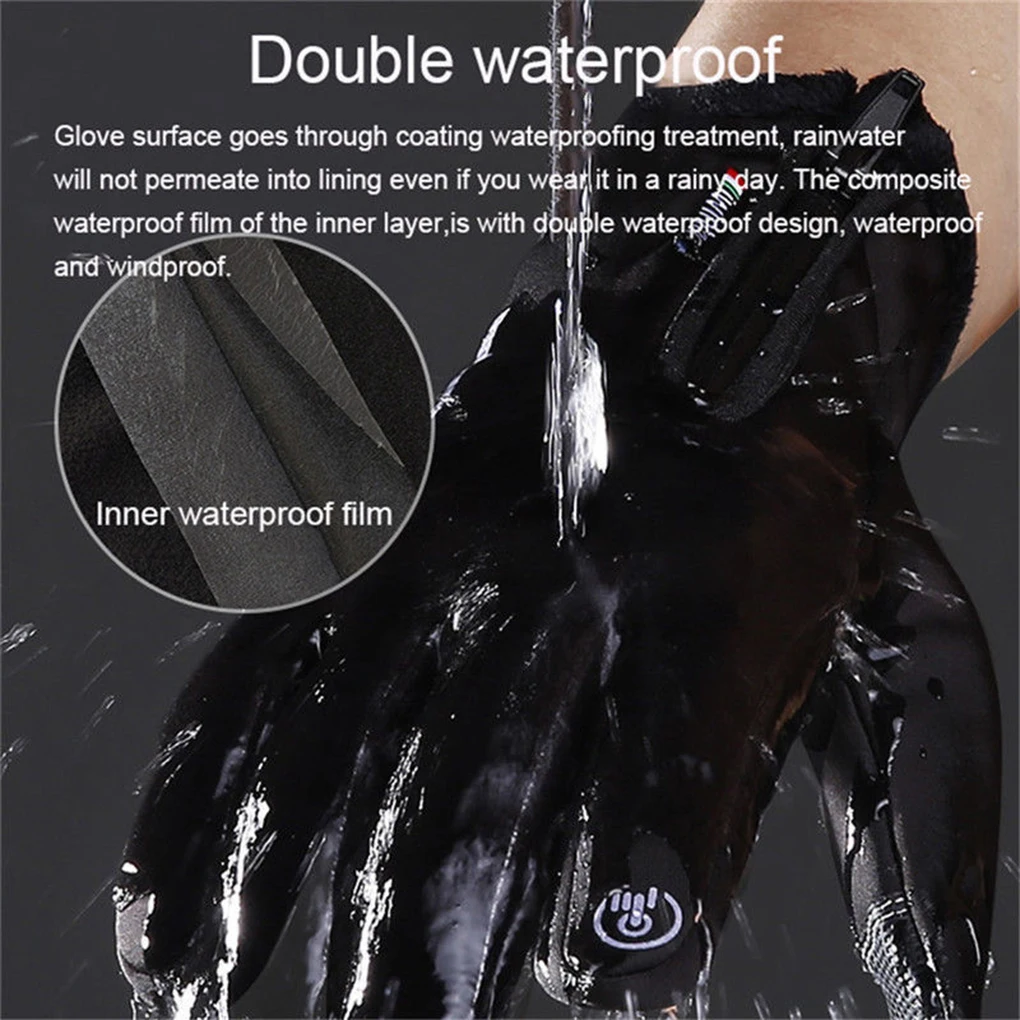 Мужские и женские зимние теплые противоскользящие перчатки для сенсорного экрана водонепроницаемые спортивные лыжные перчатки