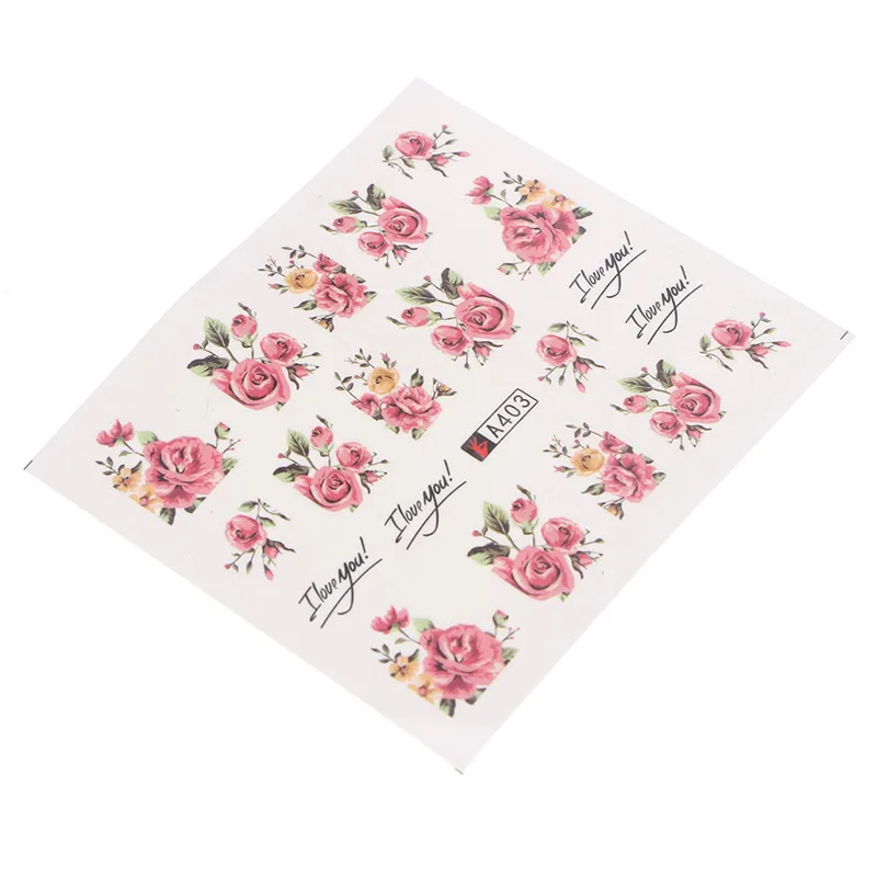 2 листа стикер для дизайна ногтей s розовый цветок розы переводной слайдер для маникюра декоративная наклейка для ногтей новое поступление