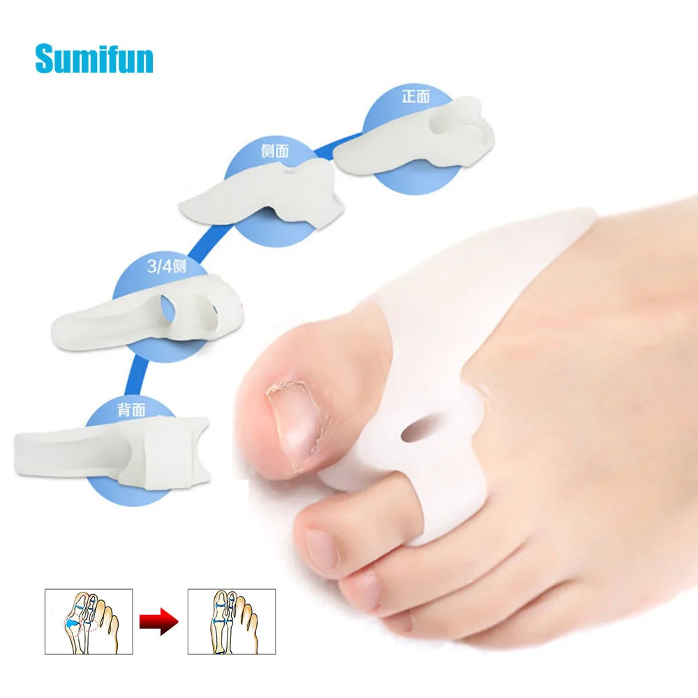 4pairs=8pcs Soft Big Toe Separator Corrector Silicone Gel Foot Fingers Bone Bunion Adjuster Hallux Valgus Pedicure Tool D2541