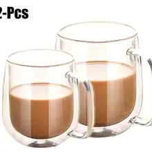 Комплект из 2 предметов, с двойными стенками из термостойкого для влюбленной пары, для семьи Кофе кружки краткое Стекло утепленная чашки для молока и чая выпить стакан кружки Питьевая утварь