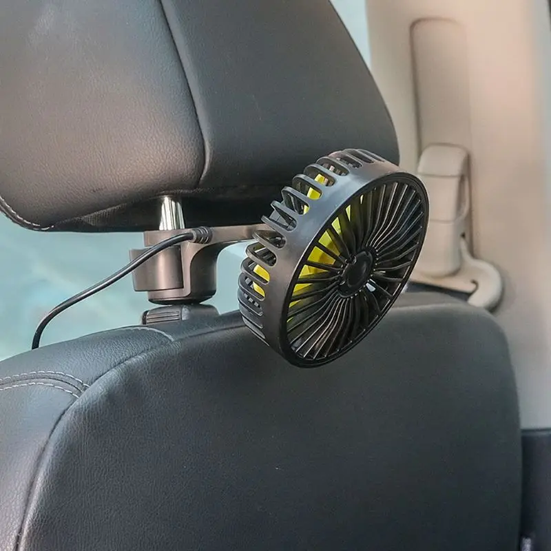Kwak's Car Fan for backseat，USB Baby Pet Car Seat Rear Seat Headrest Fan 3 Speed Vehicle Clip Fan with 5 Piece Fan Blades for Car Truck Van 