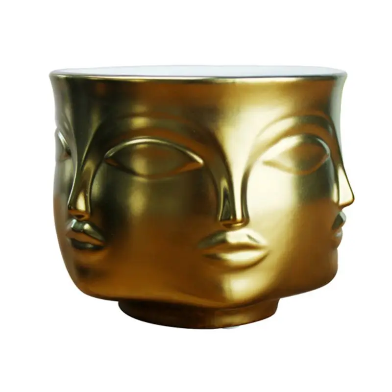 Дизайн формы лица керамическая ваза фарфоровый цветочный горшок для оформления дома аксессуары кашпо - Цвет: GD