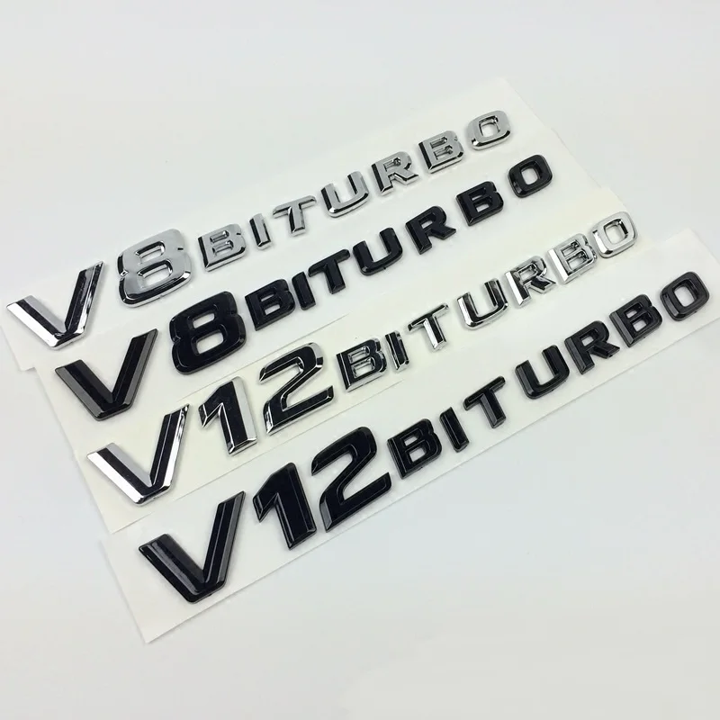 V8 V12 Biturbo Emblema Distintivo Della Decalcomania 3D Car Sticker Emblema Logo Per Benz Bmw Vw Hyundai Mazda Opel Skoda Toyota Audi Hondachevrolet
