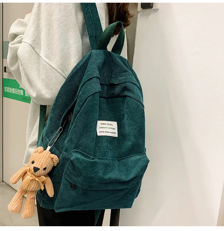 Retro women backpack Fashion high school college students book bag Simple corduroy Female backpacks large capacity Bags Rucksack stylish backpacks for laptops