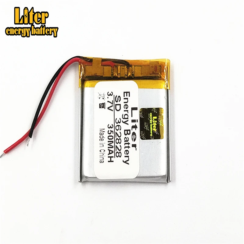 362828 Size Lithium Tablet Polymer Battery With Wire And Housing 350mah
