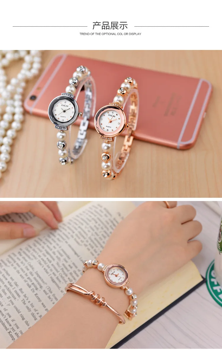 

Fashion Korean-style Elegant Ladies' Fashion with Man-made Diamond Elegant WOMEN'S Bracelet Watch Quartz Watch Price