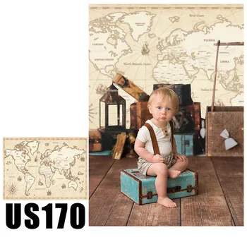 

Rustic Vintage World Map Background Baby Kids Photography Backdrop Studio photoBooth Travel Adventure Portrait Filming Wallpaper