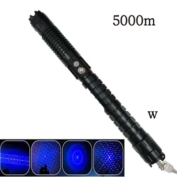 

High power 5w Blue laser pointers Rechargeable Adjustable Focus focusable 450nm powerful Lazer sight Laser torch Burning Match