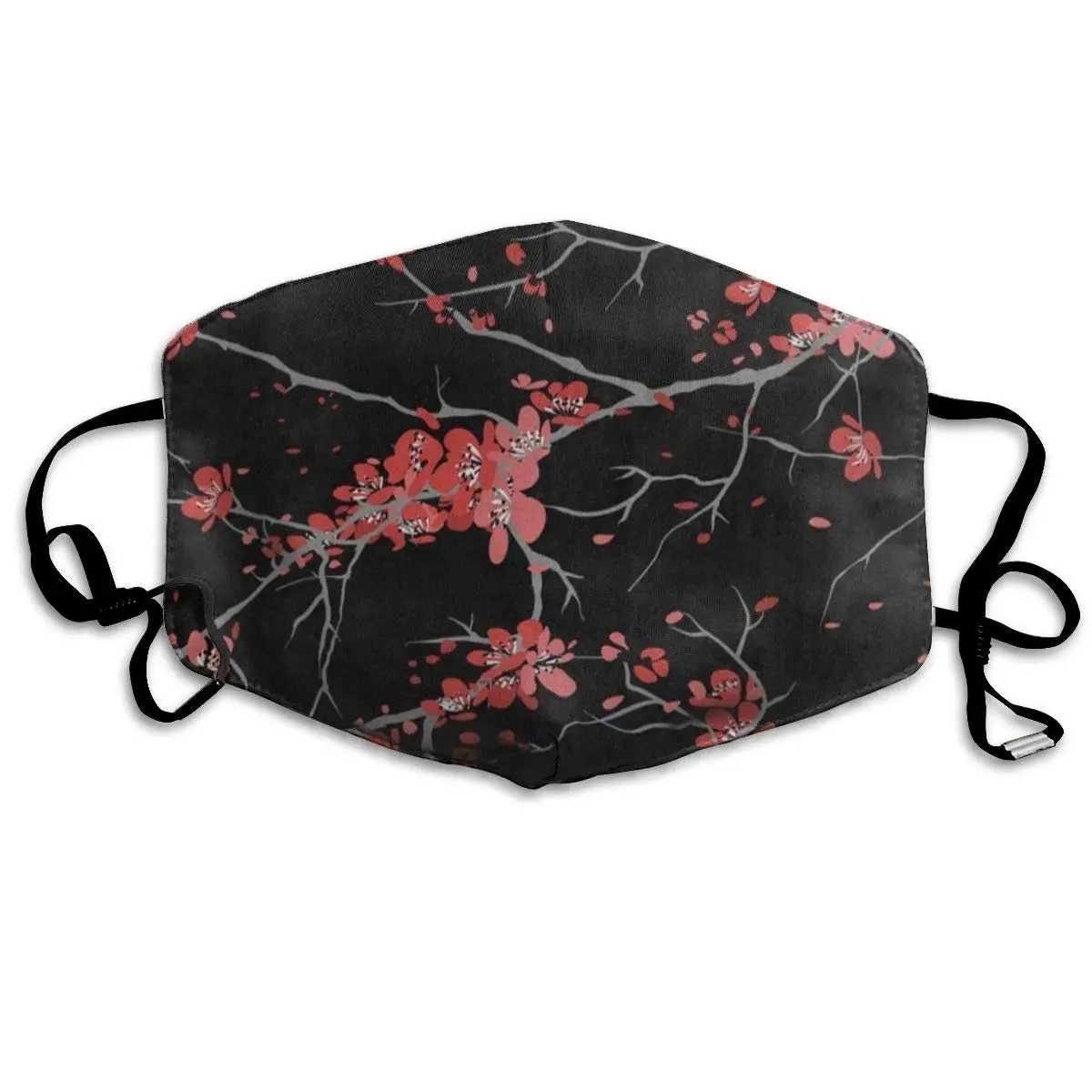 

Cherry Blossom Sakura Japanese Black Great Dust Mouth Mask Reusable Anti-Dust Face Mask Adjustable Earloop Skin Protection