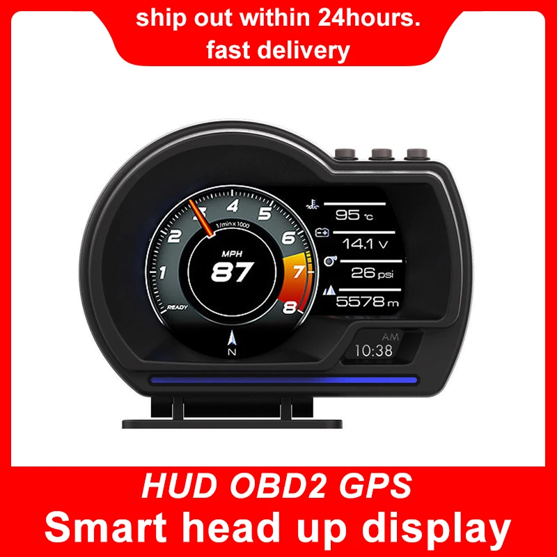 

Hud Display Car Obd2 Display Gps Speedometer Head Up Display On-board Computer Car Alarm Speed Gauge Dual System