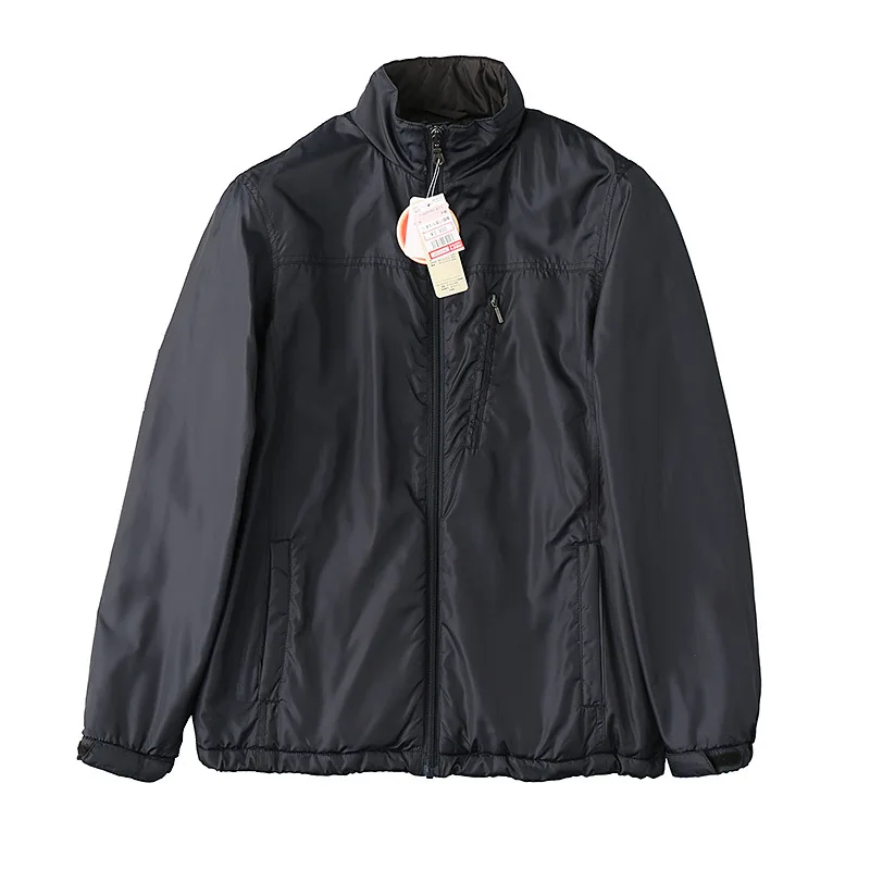 77b46 Stand Collar Men Soft Surface Fleece Thick Coat Winter Keep Warm And Emit Heat Casual Soft Surface Cotton Coat