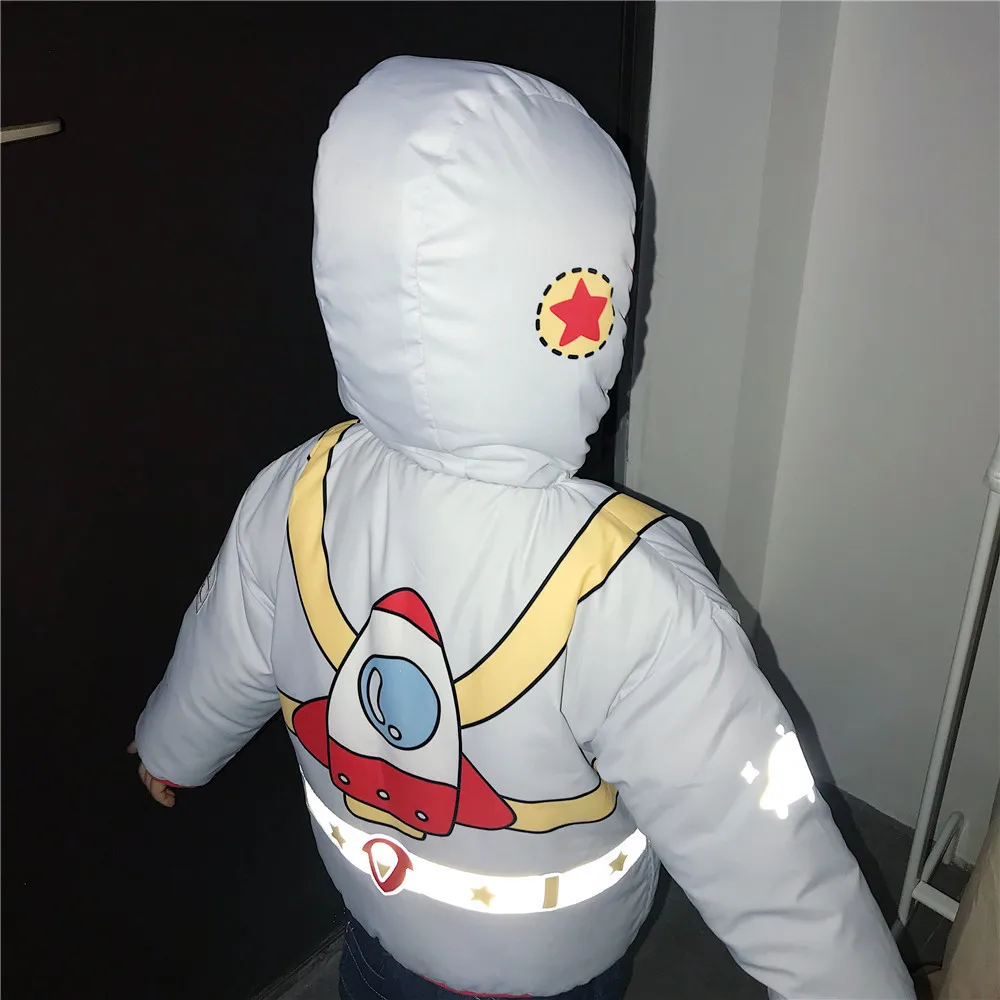 Tonytaoaby/Новинка; зимняя детская куртка для мальчиков и девочек; детская куртка с изображением Космонавтов; зимняя куртка для мальчиков