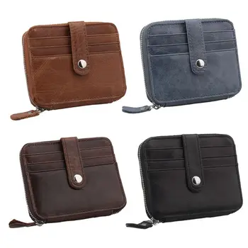 

THINKTHENDO Portable Genuine Leather Coin Card Key Wallet Mini Purse Zipper Small Change Bag