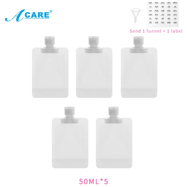 30/50/100ml Packaging Bag Stand Up Spout Pouch Plastic Hand Sanitizer Lotion Shampoo Makeup Fluid Bottles Travel Bag 50ML  5pcs