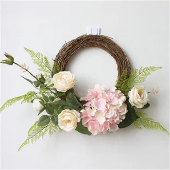 

1PC 45CM/17.72INCH Artificial Flowers Hydrangea Wreath Festival Decoration Garland Wedding Background Accessories Wall Hanging
