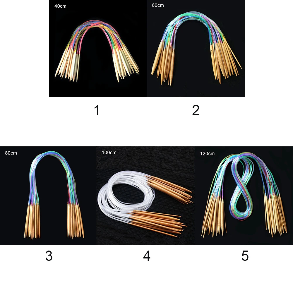 1 разноцветная трубка 40-120 см бамбуковый круговой вязальный набор иголок с двойным острым иглом Швейные аксессуары#3