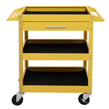 

Service Tool Cart 330 LBS Capacity 3-Tray Rolling Trolley with Drawer and Cushion Heavy-duty Steel Resists Rust Industrial Cart