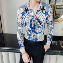 Новое поступление, повседневные деловые мужские рубашки, роскошные брендовые хлопковые стильные мужские рубашки с длинными рукавами высокого качества