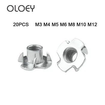 

T-nut 20pcs Good M3 M4 M5 M6 M8 M10 M12 Zinc Plated Four Claws Nut Speaker Nut T-nut Blind Pronged Tee Nut Furniture Hardware